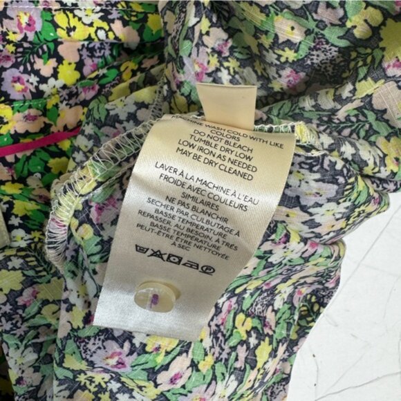 Anthropologie Maeve Ashleigh Floral Puff Sleeved Ties Button Down Oversize Top L - Picture 11 of 16